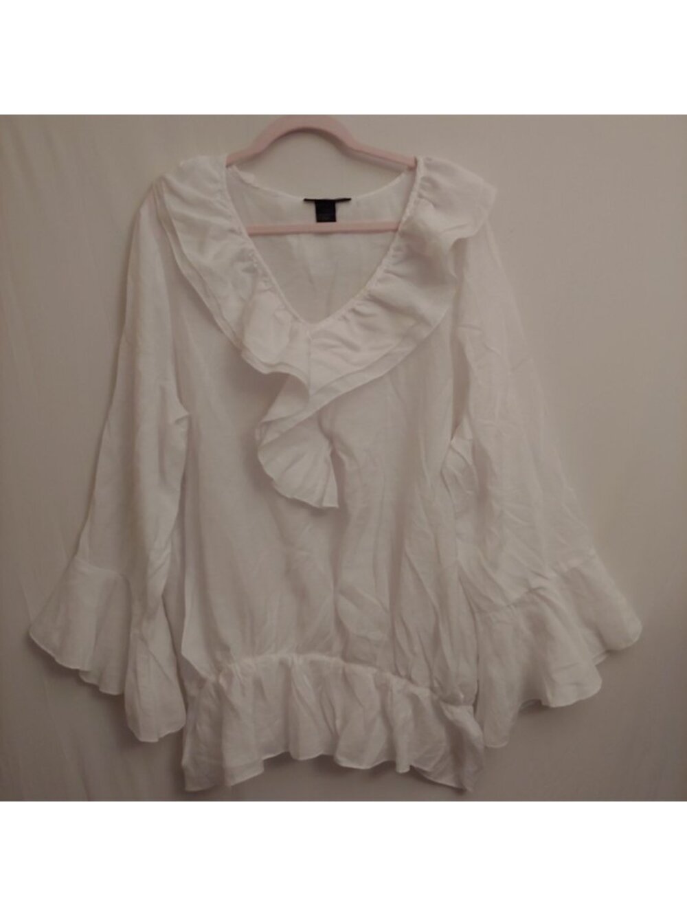 White Ruffle Vampire Steampunk Pirate Peasant Shirt Ashley Stewart 2/24
